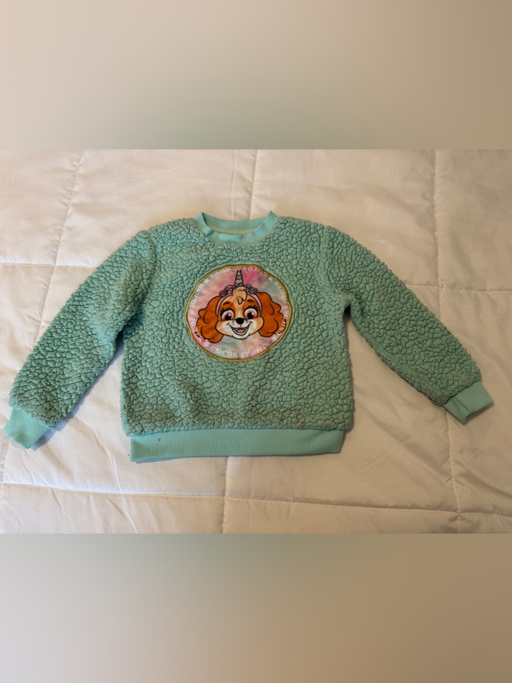 Girls' Aqua Sherpa Sweatshirt with Paw Patrol Patch